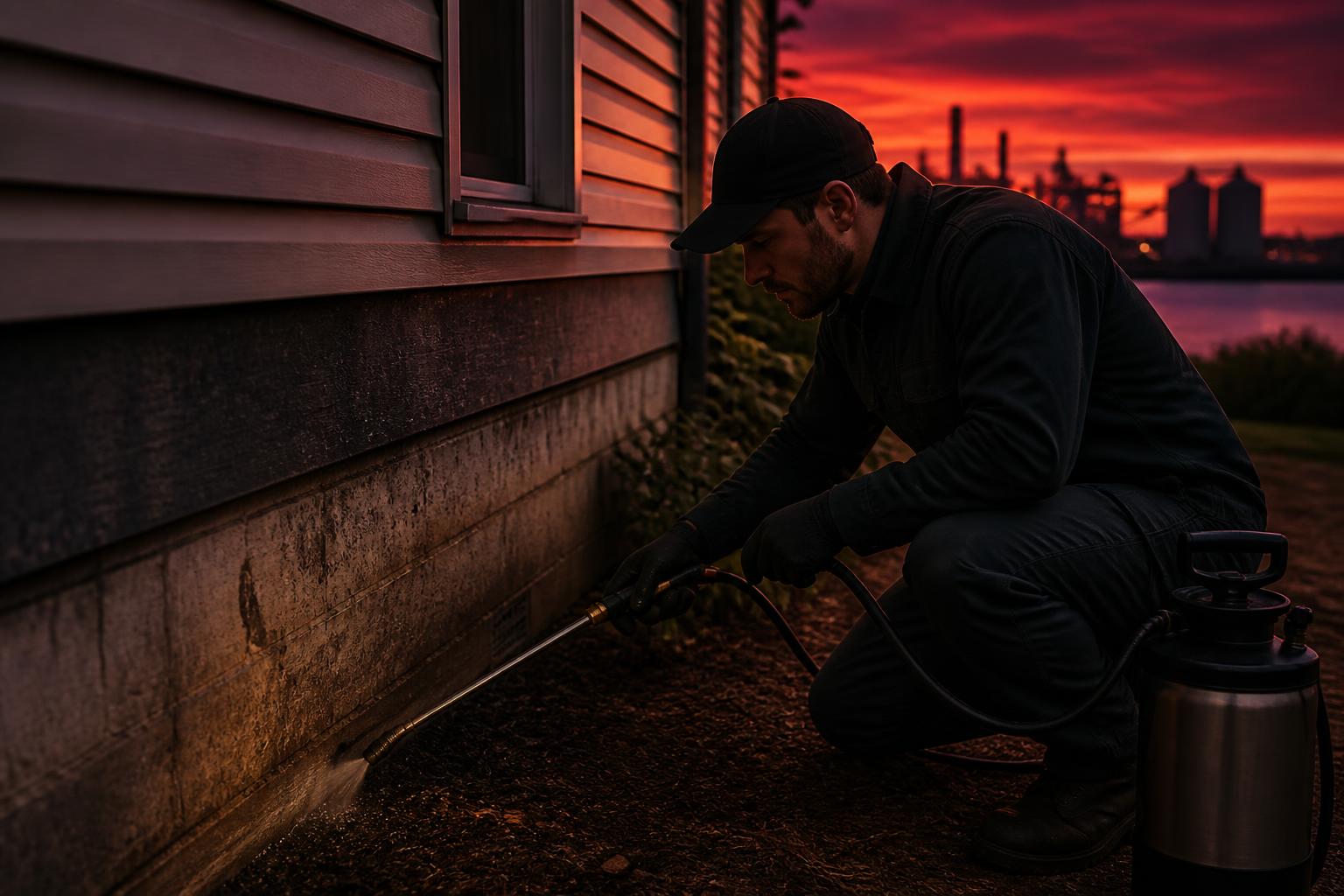 Pest control technician overlooking Port Pirie